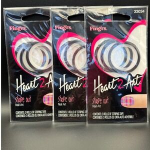 Fingrs Heart 2 Art Nail Art Stripe‎ Out Tape 3 Rolls New